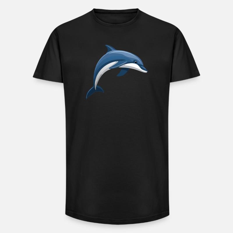 Delfin springend blau und weiß - Long Fit Männer T-Shirt - Schwarz