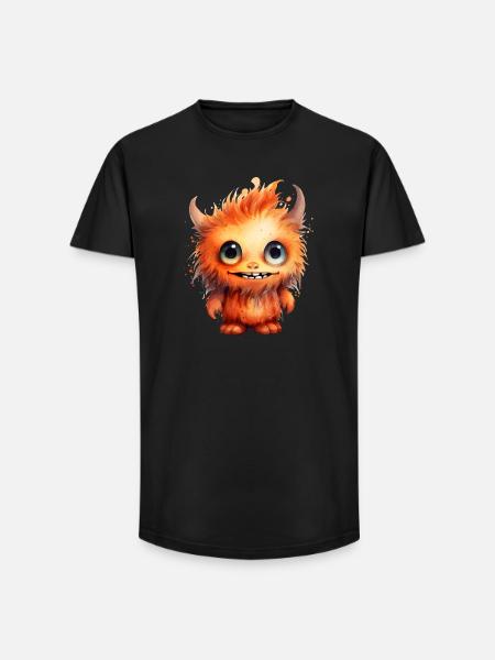 Flammenfell Freund Monster - Long Fit Männer T-Shirt - Schwarz