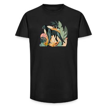 Panther in the Jungle - Stylish Animal Illustration - Long Fit Men's T-Shirt - black - Front - AI Model Male 185 light (185cm)