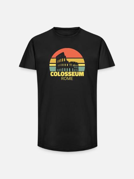 Colosseum Rome Retro Silhouette - Long Fit Men's T-Shirt - black