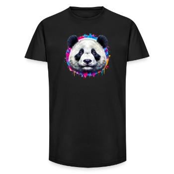 Panda - Long Fit Männer T-Shirt - Schwarz - Vorne - AI Model Male 185 light (185cm)