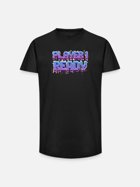Player 1 Ready - Long Fit Männer T-Shirt - Schwarz