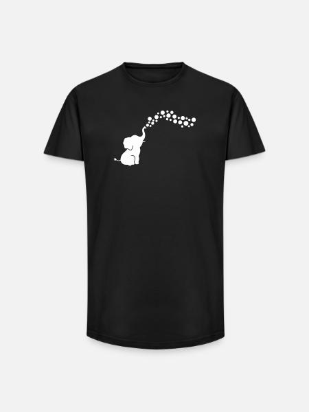Playful Elephant Blowing Bubbles - Long Fit Men's T-Shirt - black