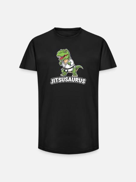 Jitsusaurus Dinosaur in Jiu-Jitsu Gear - Long Fit Men's T-Shirt - black