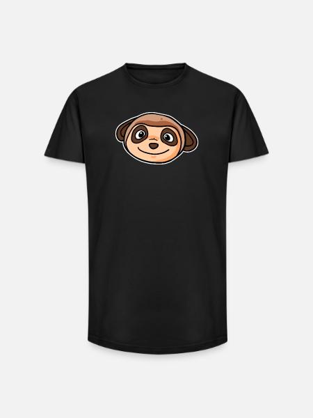 Tête d’animal suricate - T-shirt coupe longue homme - noir