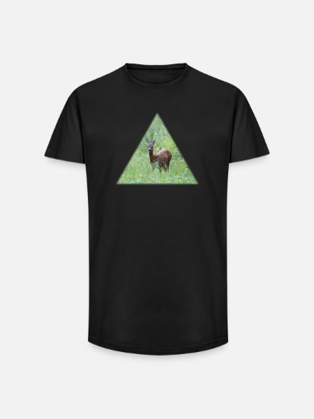Deer in the tall grass - Long Fit Men's T-Shirt - black