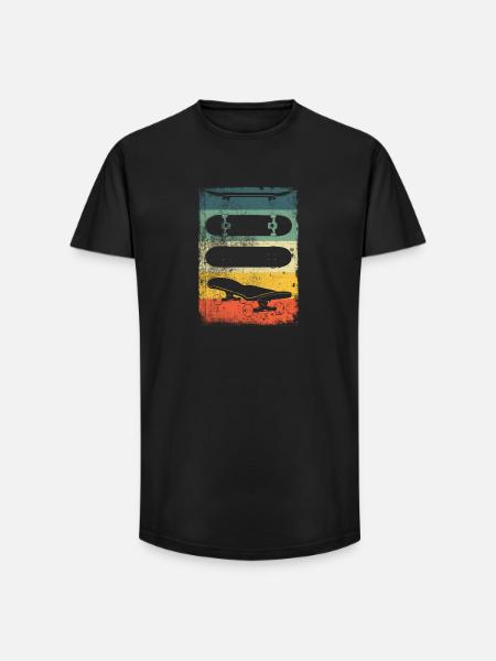 Skateboard Retro - Long Fit Männer T-Shirt - Schwarz