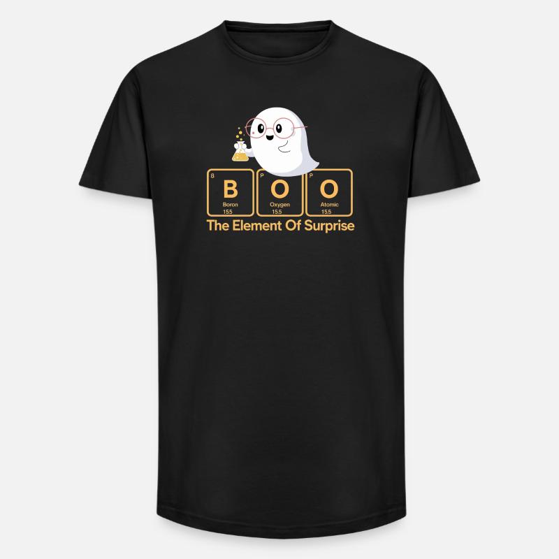 Elementar Boo Ghost T-Shirt - Long Fit Männer T-Shirt - Schwarz