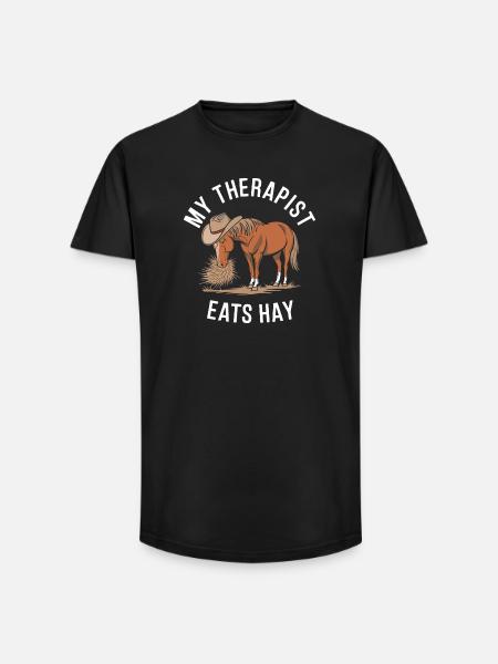 My Therapist Eats Hay - Long Fit Men's T-Shirt - black