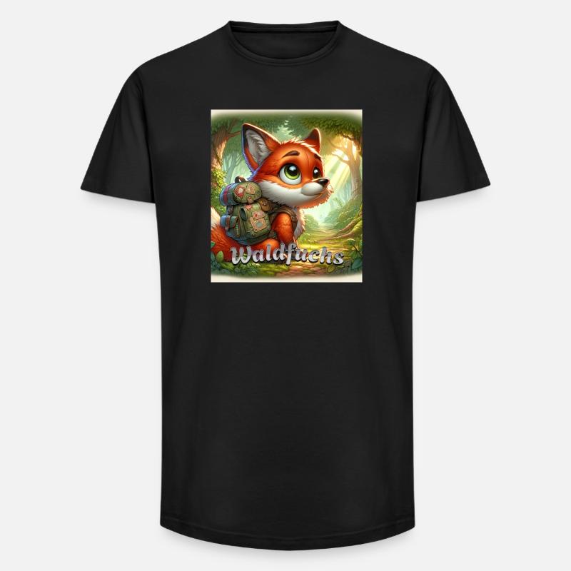 Waldfuchs - Long Fit Männer T-Shirt - Schwarz
