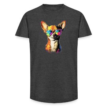 Maîtresse de chien Chihuahua J’aime les chihuahuas mignons - T-shirt coupe longue homme - charbon - Devant - AI Model Male 185 light (185cm)