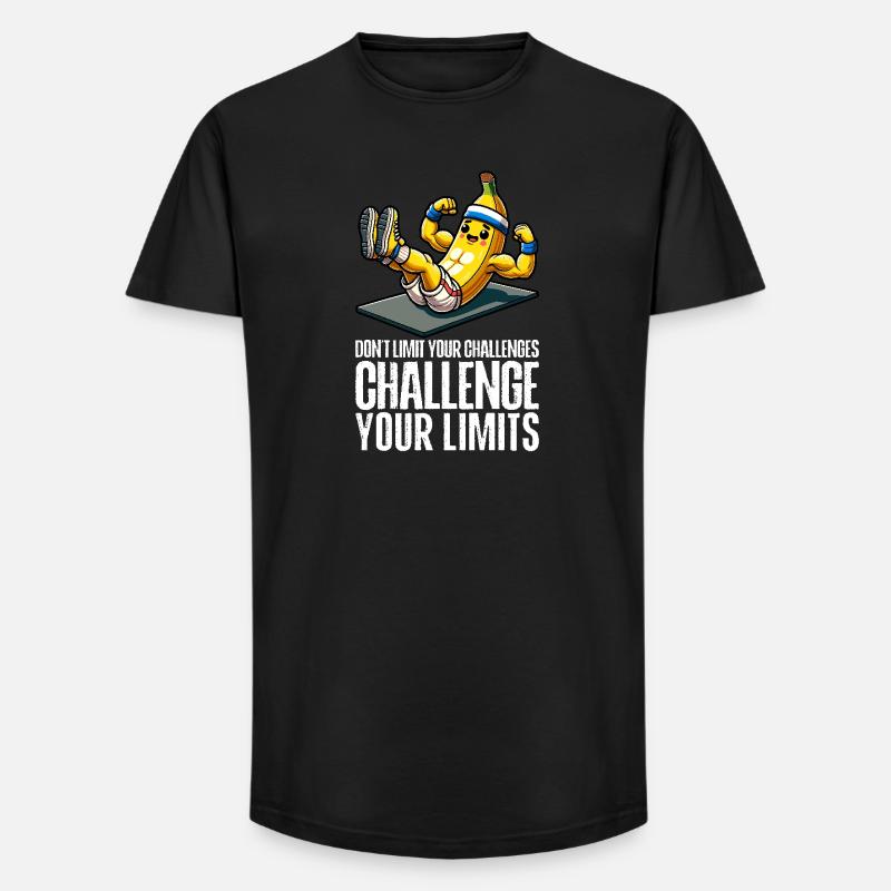 Challenge Your Limits Bodybuilder Abs - Long Fit Men's T-Shirt - black