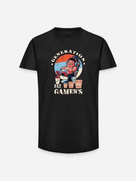 Fette Gamer Kinder - Long Fit Männer T-Shirt - Schwarz