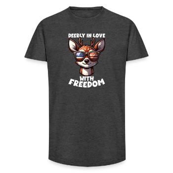 4th of July Stag Patriotic Outfit USA Flag - Long Fit Men's T-Shirt - charcoal grey - Front - AI Model Male 185 light (185cm)