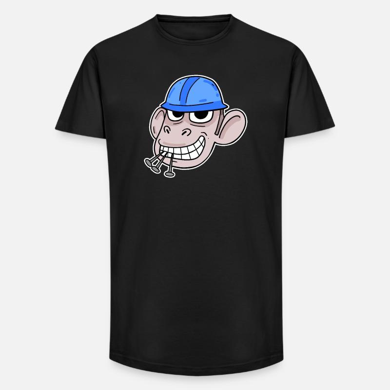 Affe Baustelle Bauarbeiter - Long Fit Männer T-Shirt - Schwarz