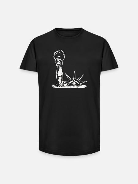 The Statue of Liberty drowns - Long Fit Men's T-Shirt - black
