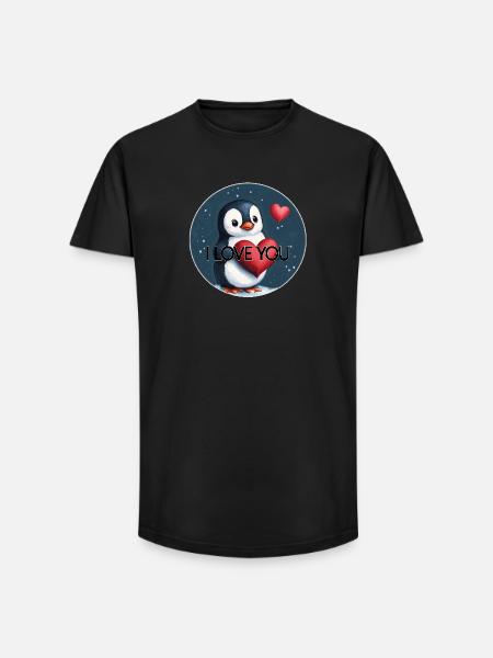 JE T’AIME PINGOUIN - T-shirt coupe longue homme - noir