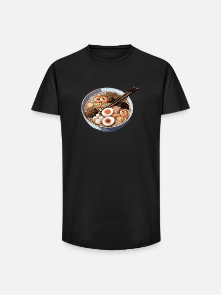Ramen bowl with egg shrimp - Long Fit Men's T-Shirt - black
