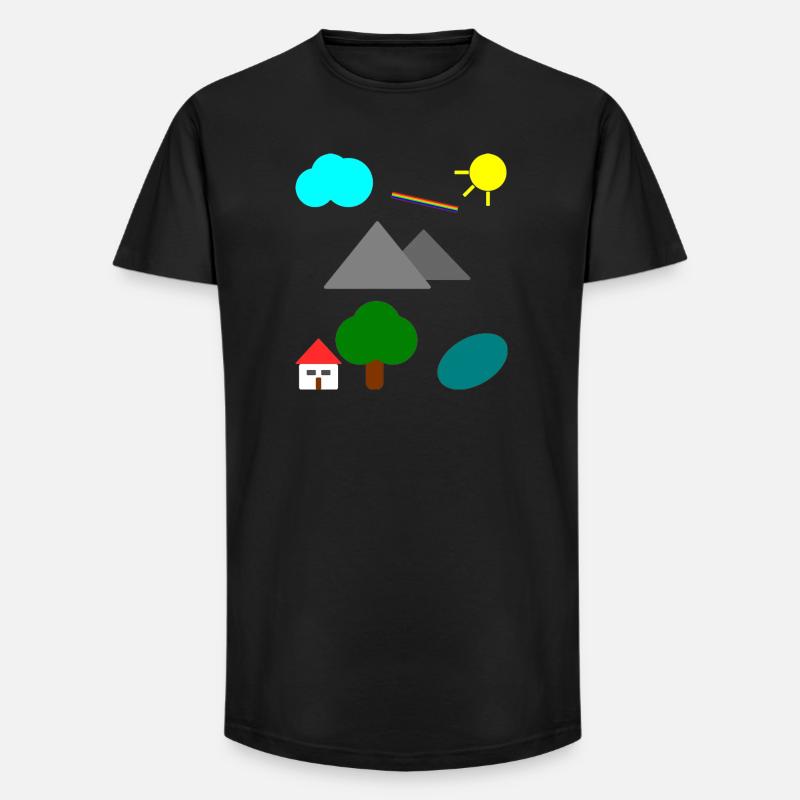 Einfache Landschaft - Long Fit Männer T-Shirt - Schwarz