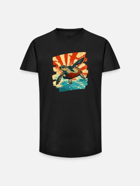Sea Turtle Retro - Long Fit Men's T-Shirt - black