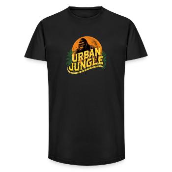 Urban Jungle Logo Couleur - T-shirt coupe longue homme - noir - Devant - AI Model Male 185 light (185cm)
