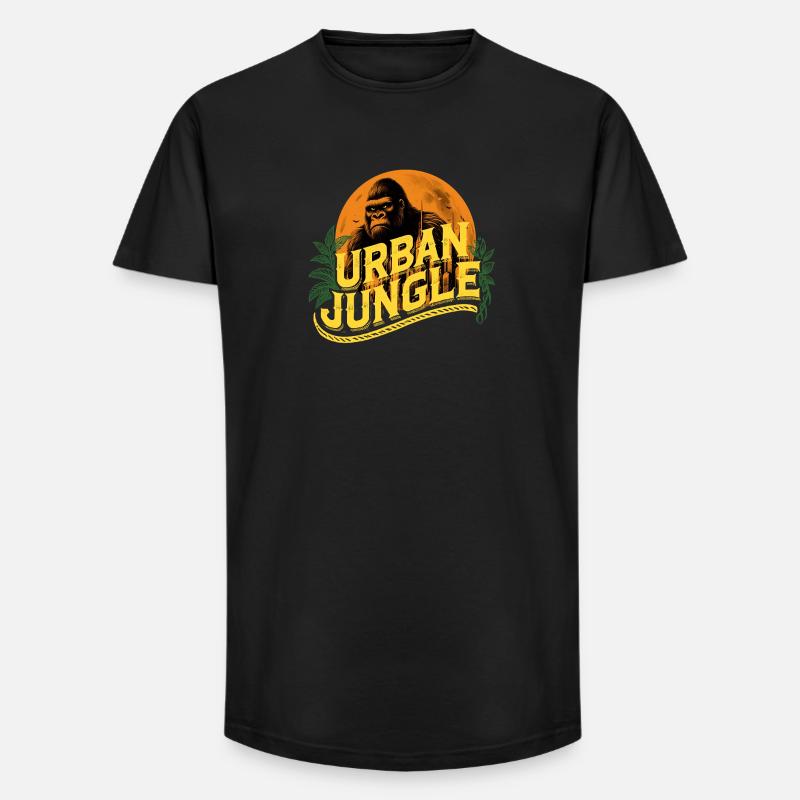 Urban Jungle Logo Farbe - Long Fit Männer T-Shirt - Schwarz