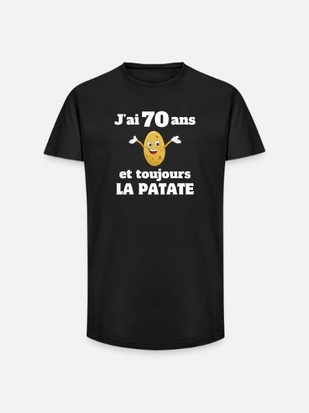 70-vuotias, 70-vuotias, olen 70-vuotias - Miesten long fit T-paita puuvillasta - musta