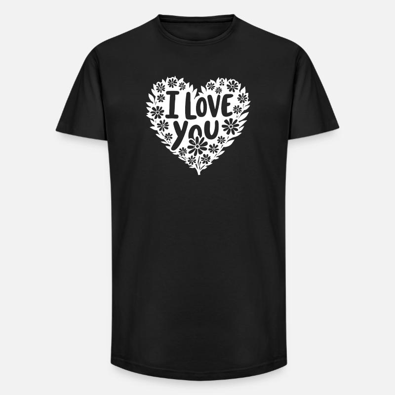 Ich liebe dich, Weiß - Long Fit Männer T-Shirt - Schwarz