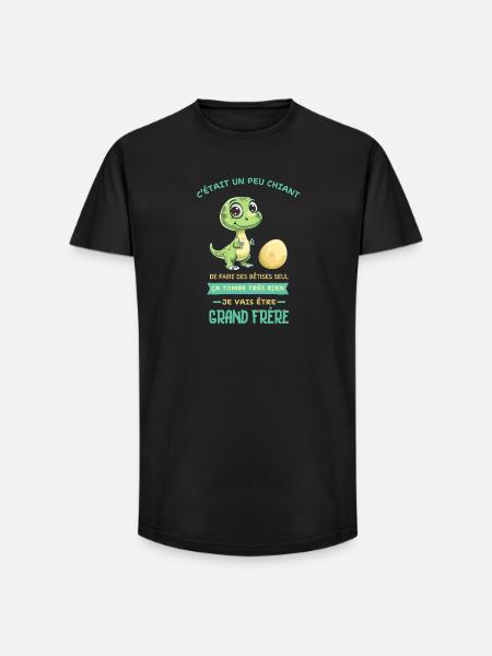 Dino mignon, Grand frère arrive - T-shirt coupe longue homme - noir