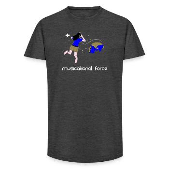 The power of music - Long Fit Men's T-Shirt - charcoal grey - Front - AI Model Male 185 light (185cm)