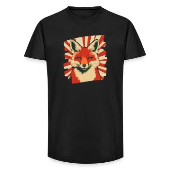 Renard Rétro - T-shirt coupe longue homme - noir - Devant - AI Model Male 185 light (185cm)