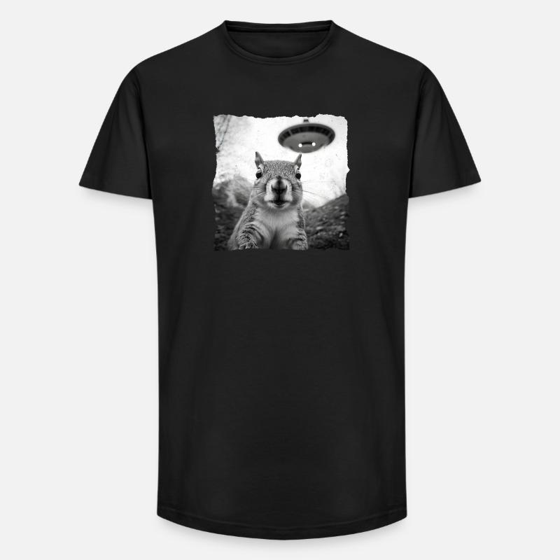 Alien Squirrel Encounter – Fun Sci-Fi - Long Fit Men's T-Shirt - black
