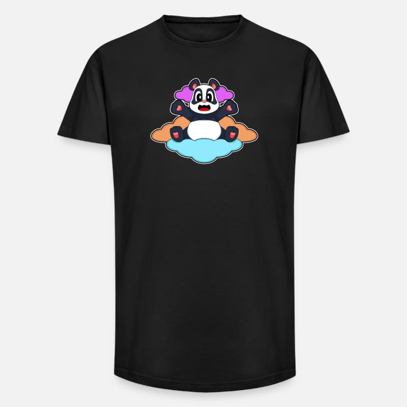 Panda Wolken - Long Fit Männer T-Shirt - Schwarz