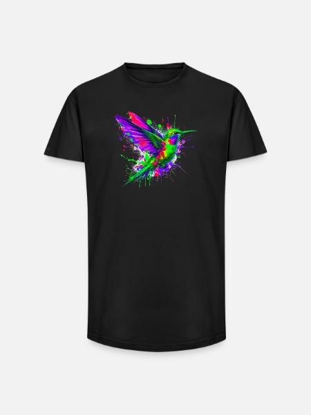 Hummingbird - Long Fit Men's T-Shirt - black