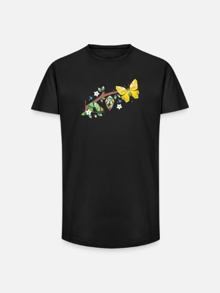 From caterpillar to butterfly - life cycle - Long Fit Men's T-Shirt - black