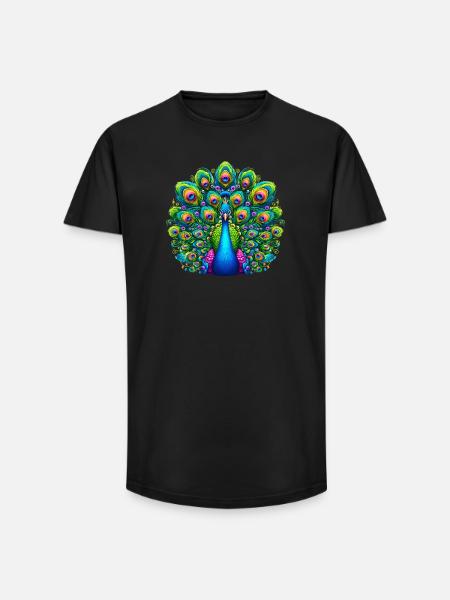 Paon - T-shirt coupe longue homme - noir