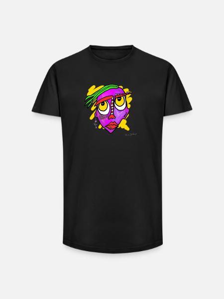 Buntes Surreal-Gesicht Kunstwerk - Long Fit Männer T-Shirt - Schwarz