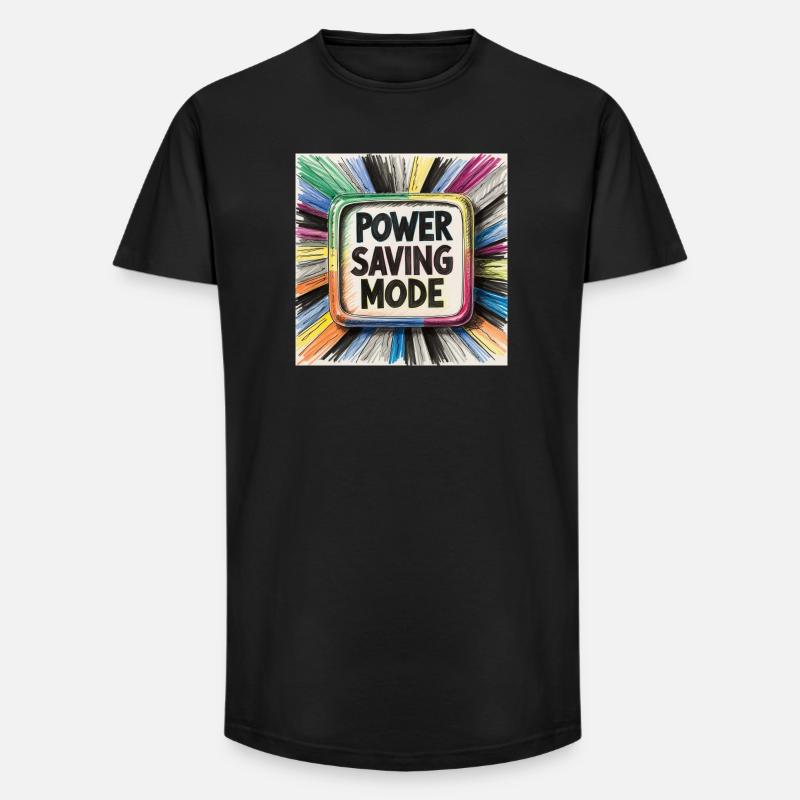 Power Saving Mode - Long Fit Men's T-Shirt - black