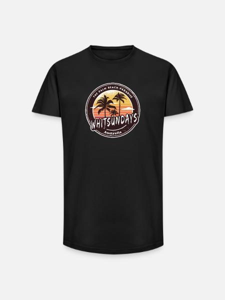 Whitsundays Australie Palmiers Design - T-shirt coupe longue homme - noir
