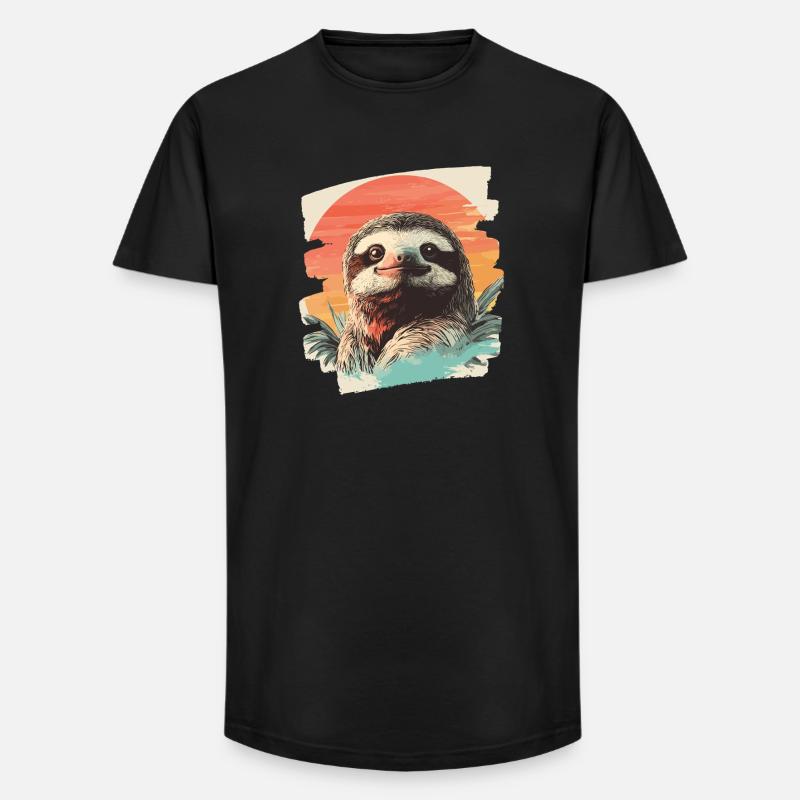 Faultier - Long Fit Männer T-Shirt - Schwarz
