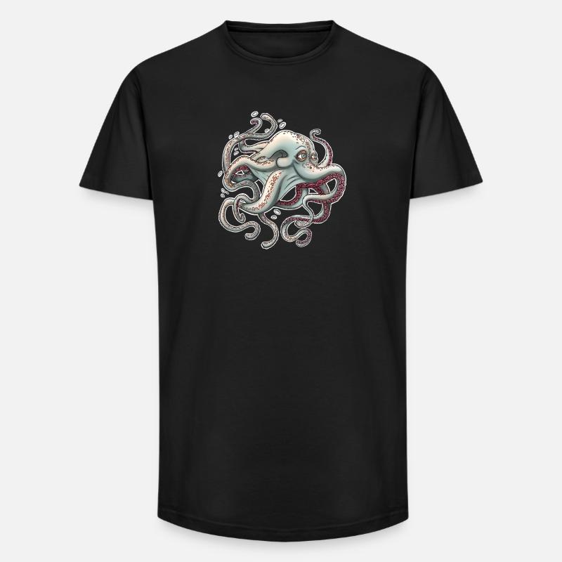 Whimsical Octopus with Dreamy Expression - Long Fit Men's T-Shirt - black