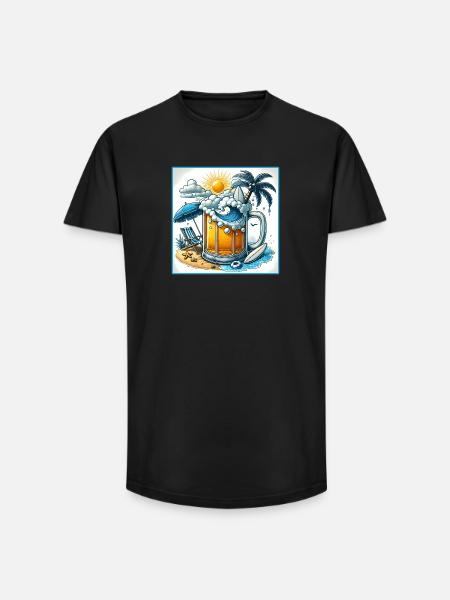 Beer & Beach – Les vacances parfaites - T-shirt coupe longue homme - noir