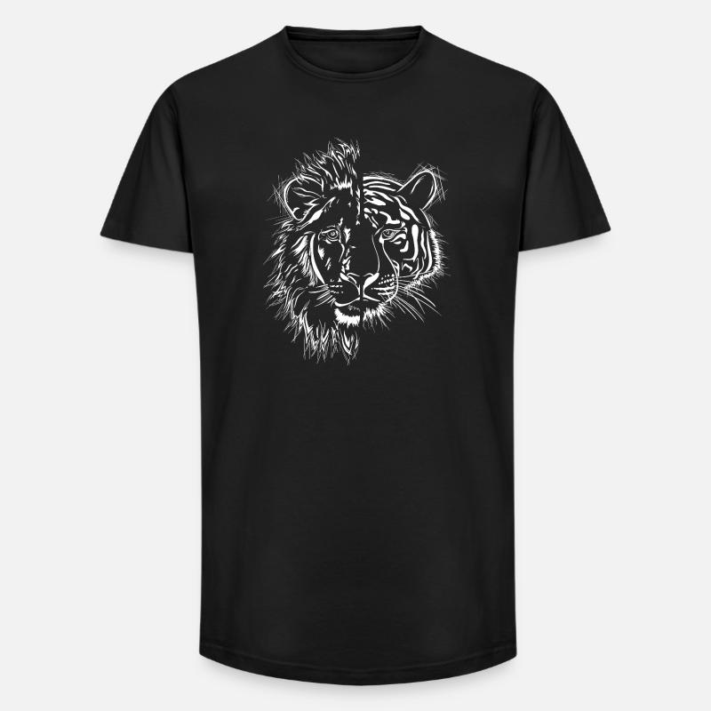 half lion half tiger - Long Fit Men's T-Shirt - black