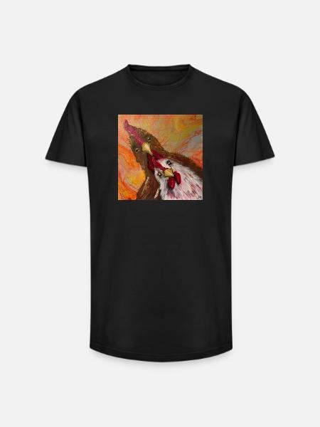 Rooster and chicken - Long Fit Men's T-Shirt - black