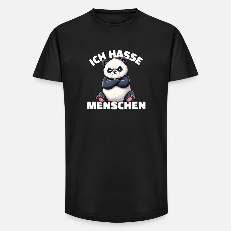 Grumpy Panda Hates People Design - Long Fit Men's T-Shirt - black