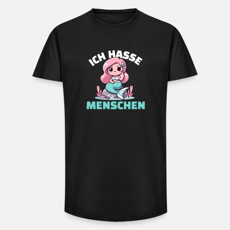 Sirène effrontée avec un message cynique - T-shirt coupe longue homme - noir
