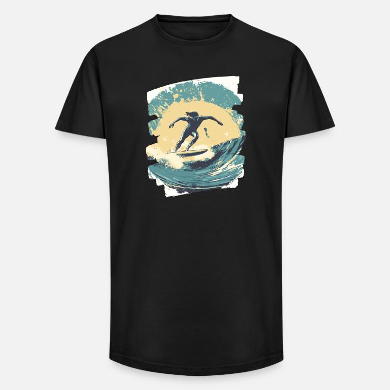 Surfer - Long Fit Männer T-Shirt - Schwarz