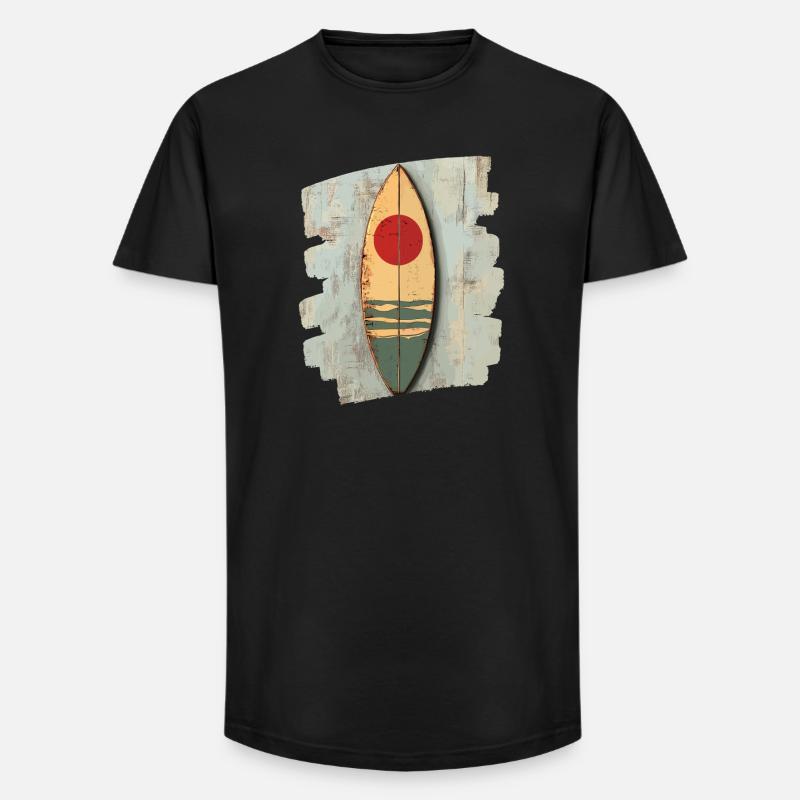 Surfbrett - Long Fit Männer T-Shirt - Schwarz