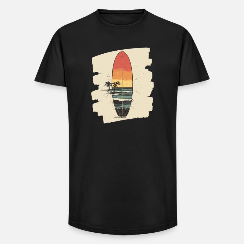 Surfbrett - Long Fit Männer T-Shirt - Schwarz