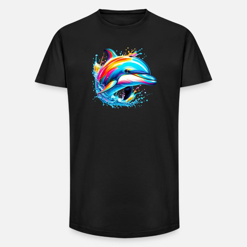 Delfin - Long Fit Männer T-Shirt - Schwarz